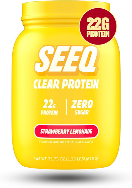 SEEQ Clear Protein Powder -  22 Servings - 22g Clear Whey Protein Isolate - Zero Sugar - 0g Lactose - Allergen Friendly - GLP1 Support - Bone Health - Muscle Post Workout Recovery