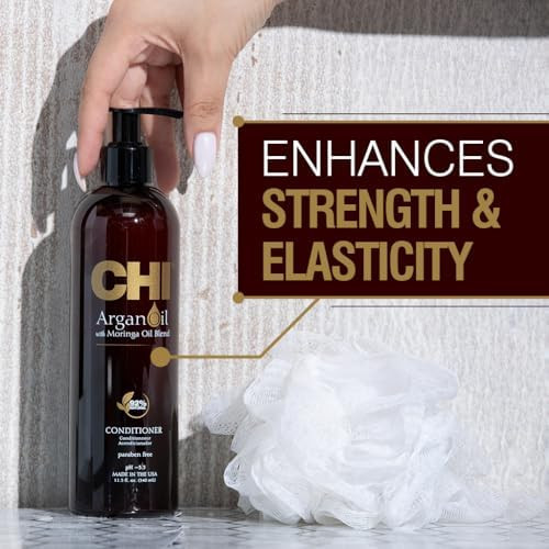CHI Argan Oil Conditioner, Replenishes Hair Moisture Enhances Strength & Helps Protect Against Damage, Sulfate, Paraben, & Cruelty-Free