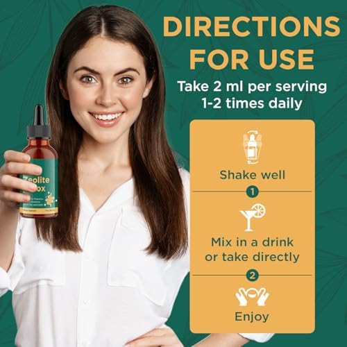 Glorithiventa Zeolite Detox for Adults Zeolite Liquid Drops with Vitamin B Probiotic Blend - Energy Gut Focus - 2 Fl Oz