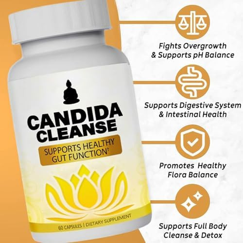 Neonomicon Candida Cleanse - Gut & Colon Support Advanced Probiotic & Herbal Formula Natural Herbal Formula Oregano Leaf Wormwood Black Walnut Caprylic Acid-1 for Men & Women 60 Capsules
