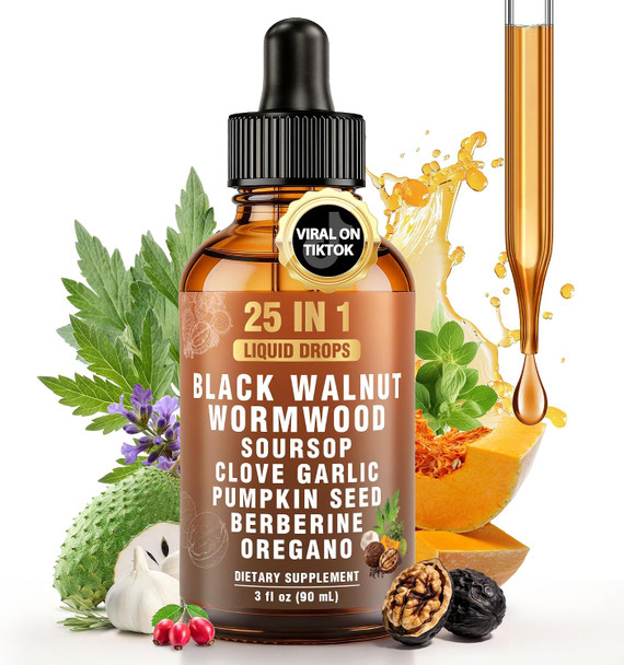 Dobeko 25-in-1 Liposomal Wormwood Black Walnut Cleanse Drops with Clove Garlic Pumpkin Seed Oregano & Berberine | Gut & Digestive Support | 98% Bioavailability | Gentle Intestinal Formula