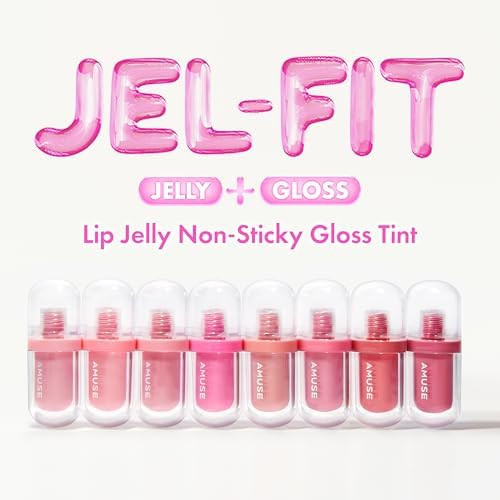 Amuse SEOUL Jel-Fit Tint - Jelly Lip Stain, Long Lasting Hydrating Lip Gloss, Smooth Moisturizing Lip, Glossy Finish, Vegan, Korean Beauty Makeup