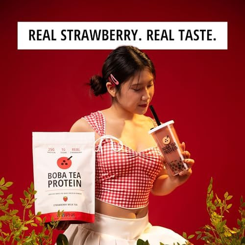 Boba Tea Protein  25g Grass-Fed Whey Protein Isolate Powder | Gluten-Free & Soy-Free Bubble Tea Protein Drink | Real Ingredients & Lactose-Free Protein Drink | 25 Servings