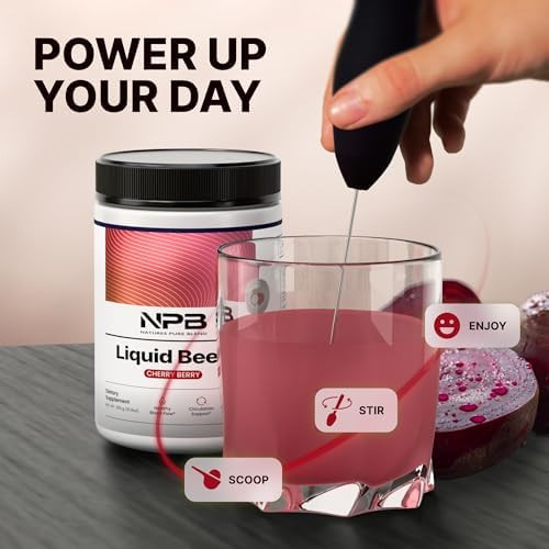 Nature's Pure Blend Organic Beet Root Powder – Nitric Oxide Booster L-Arginine – Liquid Beets for Blood Flow Circulation & Energy – Pre-Workout Endurance Support – 8,000 MG