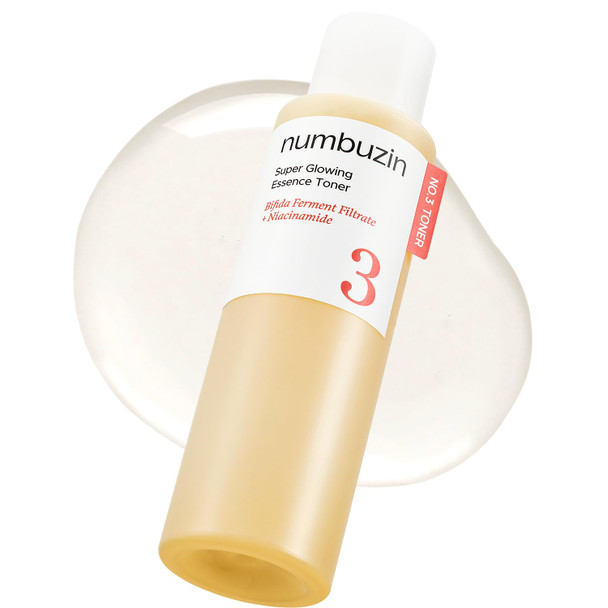 numbuzin No.3 Super Glowing Essence Toner, Fermented Toner for Skin Glow & Texture, Bifida, Niacinamide, Hydrating, Radiance-Boosting Essence, Pore Reset