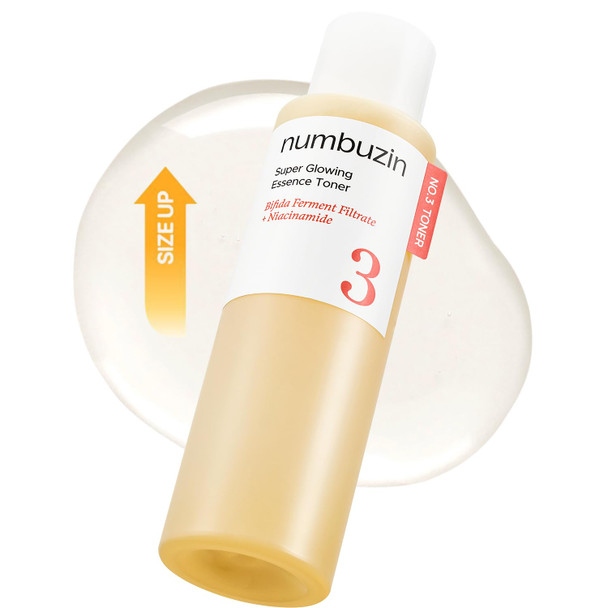 numbuzin No.3 Super Glowing Essence Toner, Fermented Toner for Skin Glow & Texture, Bifida, Niacinamide, Hydrating, Radiance-Boosting Essence, Pore Reset