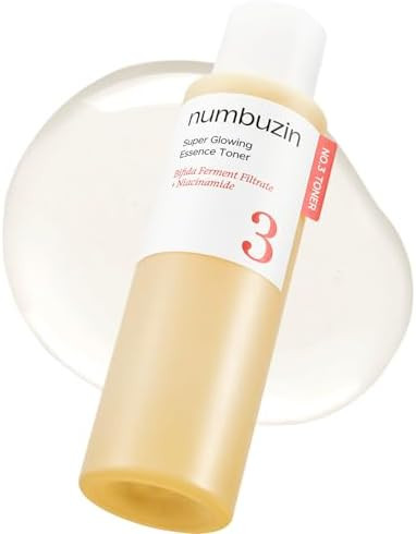 numbuzin No.3 Super Glowing Essence Toner, Fermented Toner for Skin Glow & Texture, Bifida, Niacinamide, Hydrating, Radiance-Boosting Essence, Pore Reset