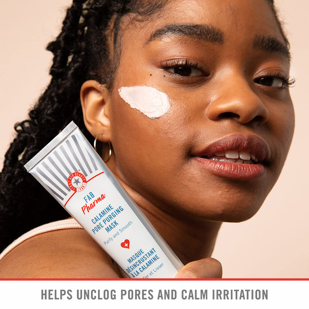 First Aid Beauty FAB Pharma Calamine Pore Purging Mask  Detoxifying Face Mask with Calamine, Kaolin Clay, Bentonite Clay and Salicylic Acid  2.5 oz