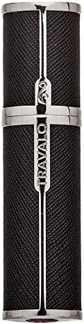 Travalo Milano Perfume Atomizer - Leak-Proof and TSA Approved for Air Travel - Reusable, Airtight, Easy Fill Mini Pump Sprayer - Lightweight Vegan Leather with Polished Metal Outer Shell - Black