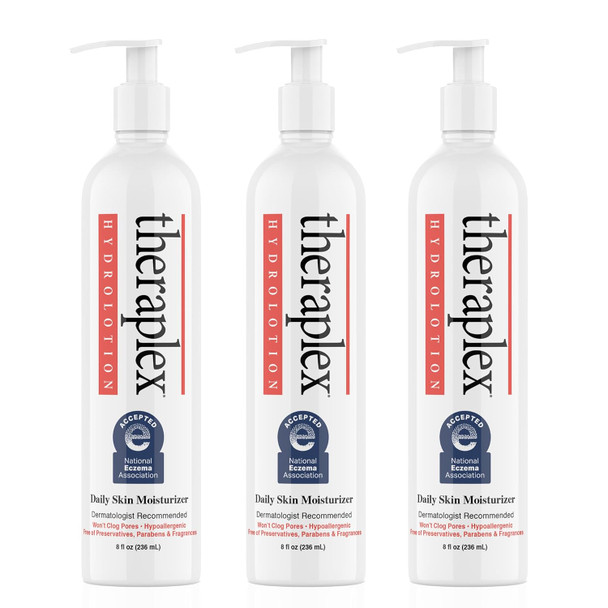 Theraplex Hydro Lotion (8 oz) No Parabens or Preservatives Noncomedogenic and Hypoallergenic Fragrance-Free Dermatologist recommended  National Eczema Association Seal of Approval