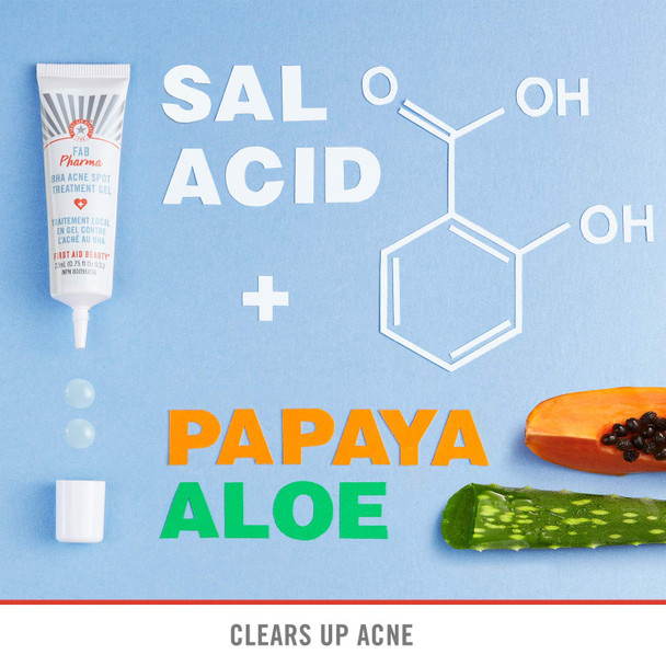 First Aid Beauty FAB Pharma BHA Acne Spot Treatment Gel 2% Salicylic Acid, Treatment for Breakouts, Whiteheads, Blackheads and Acne Blemishes