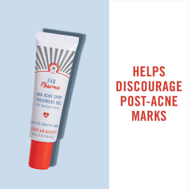 First Aid Beauty FAB Pharma BHA Acne Spot Treatment Gel 2% Salicylic Acid, Treatment for Breakouts, Whiteheads, Blackheads and Acne Blemishes
