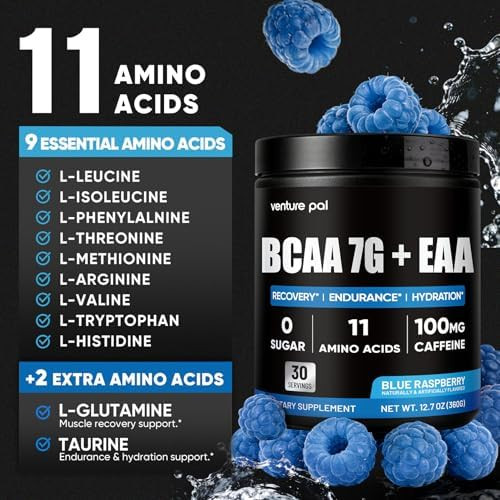 Venture Pal Sugar Free BCAA + EAA Powder for Muscle Recovery & Growth Gluten-Free - 12.7 Ounce