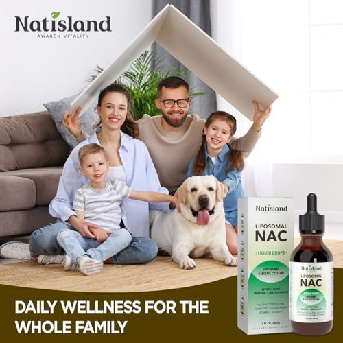 NATISLAND Liposomal Liquid NAC Drops NAC Supplement N-Acetyl Cysteine NAC 600 mg with Milk Thistle & Quercetin for Adults & Kids Liver & Lung Immune & Antioxidant Support Skin & Cellular Health