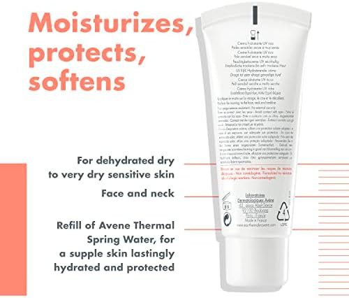 Avène Hydrance RICH Hydrating Cream,Daily Face Moisturizer,Soothes feelings of skin tightness & discomfort associated with dryness,Dry skin moisturizer,Non-Comedogenic,1.3 Oz,(Pack of 2)