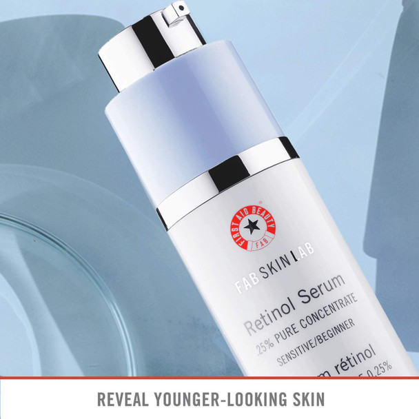 First Aid Beauty FAB Skin Lab Retinol Serum .25% Pure Concentrate, Anti-Aging Serum for Sensitive Skin  1.0 Oz.