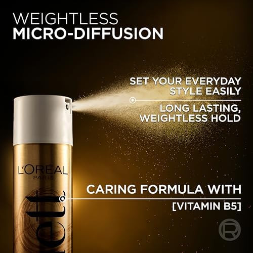 L'Oreal Paris Elnett Classic Hairspray, Suitable for Color Treated Hair, up to 72-Hour Extra Strong Hold Formula with Humidity Resistant Frizz Control, Hairspray