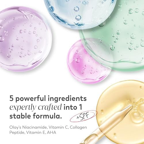 Olay Super Cream with Sunscreen SPF 30 Trial Size Lightweight Face Moisturizer with Sun Protection 5-in-1 Skin Care Benefits  Hydrating Brightening Firming - Niacinamide Vitamin C 15 mL