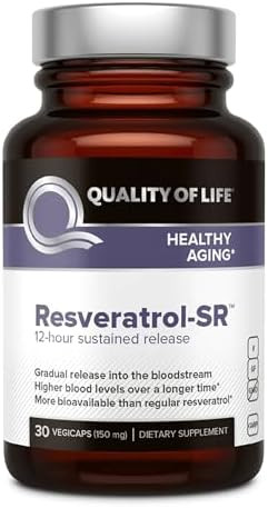 Quality of Life Resveratrol SR - Powerful Anti Aging All Natural Formula - 30 Vegicaps