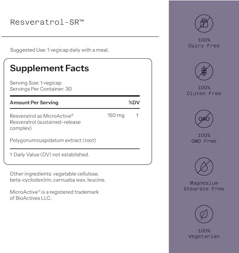 Quality of Life Resveratrol SR - Powerful Anti Aging All Natural Formula - 30 Vegicaps