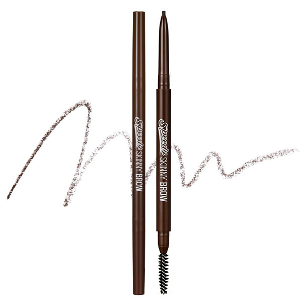 PERIPERA Speedy Skinny Brow 1.5mm Precise Eyebrow Pencil, Dual-Sided Fine Tip Shades, Define Fills Brow Make up, K Beauty, Korean Make-up, Safe for Sensitive Skin