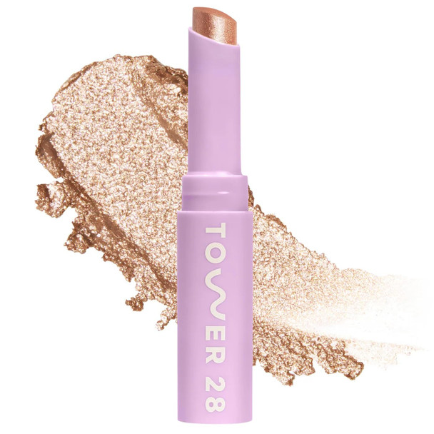 Tower 28 GoGo Cooling Shimmer Eyeshadow Stick 8 Hour Wear Cream Eyeshadow + Precise Highlighter Stick - Water-Based Eye Makeup for Sensitive Eyes Microplastic Free Eye Shadow