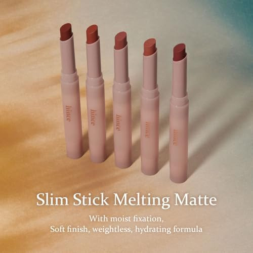 HINCE Slim Stick Melting Matte Glides On Smooth Sheer Color Soft Finish, No Clump & Flake, Vivid Layered Color Hydrating Comfort Lightweight Cashmere Finish