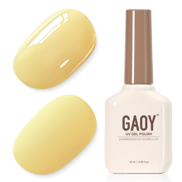GAOY Yellow Highly pigmented Gel Polish, 16ml Self-Leveling Soak Off Gel Polish, UV Light Cure for Nail Art DIY Manicure at Home