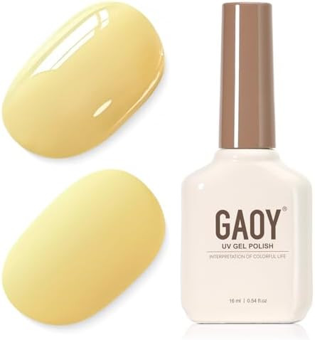 GAOY Yellow Highly pigmented Gel Polish, 16ml Self-Leveling Soak Off Gel Polish, UV Light Cure for Nail Art DIY Manicure at Home