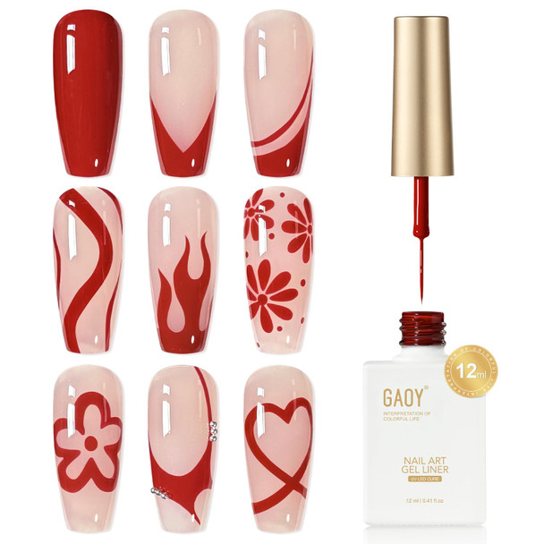 GAOY White Swirl Gel Nail Polish Art Liner, 12ml Classic Color