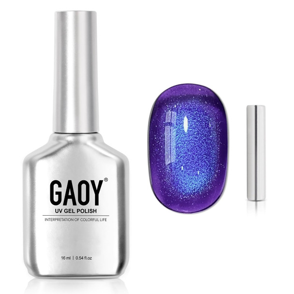 GAOY Blue Cat Eye Gel Nail Polish with Magnet, 16ml, 4374 Out of the Blue