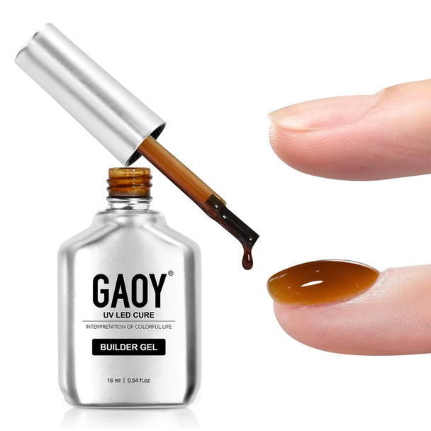 GAOY Clear Builder Gel for Nails, 16ml Nail Strengthener in a Bottle, Nail Extension Hard Gel, Soak Off Long Lasting UV Light Cure, Base Coat Top Coat Needed
