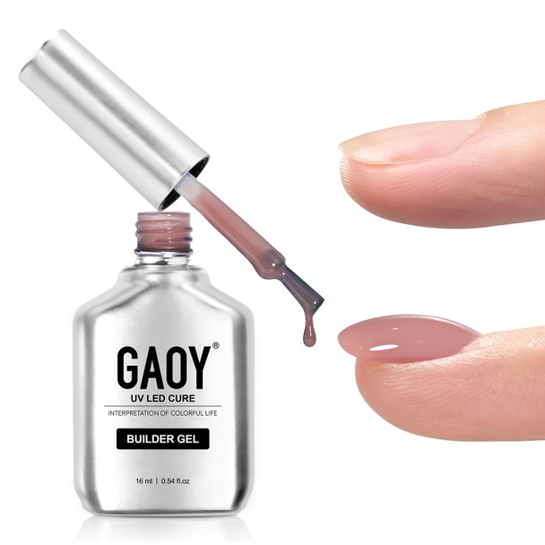 GAOY Clear Builder Gel for Nails, 16ml Nail Strengthener in a Bottle, Nail Extension Hard Gel, Soak Off Long Lasting UV Light Cure, Base Coat Top Coat Needed