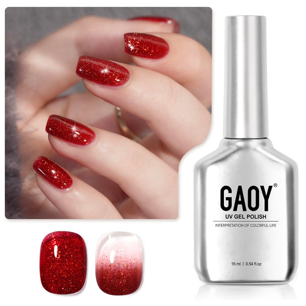 GAOY Shimmer Gel Nail Polish, 16ml Clear Glitter Gel Polish, UV Light Cure for Nail Art DIY at Home, 3023 Aqua Glimmer