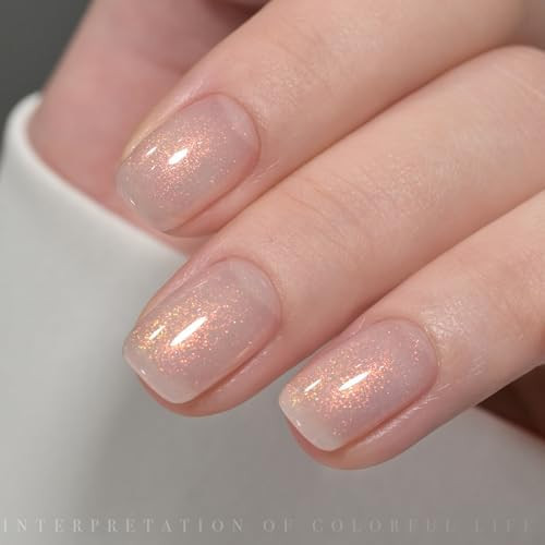 GAOY Shimmer Gel Nail Polish, 16ml Clear Glitter Gel Polish, UV Light Cure for Nail Art DIY at Home, 3023 Aqua Glimmer