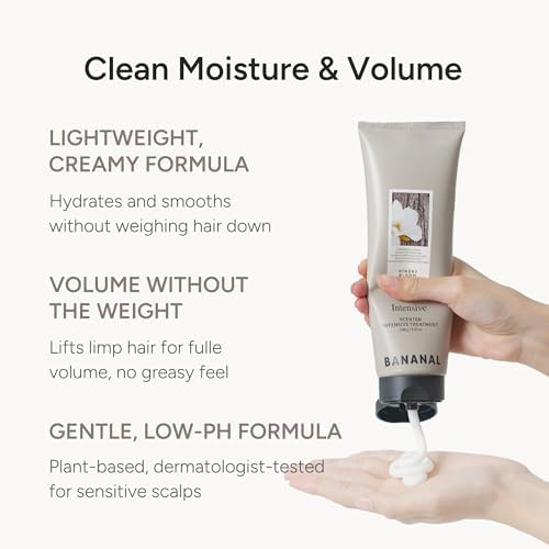 BANANAL Rice Protein Hair Mask, Korean Conditioner, Hinoki Bloom, 8.81 oz