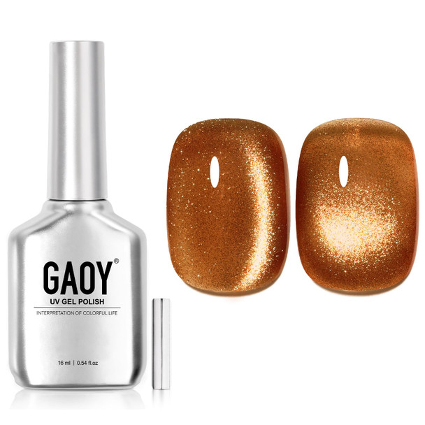 GAOY Red Cat Eye Gel Nail Polish, 16ml Glitter Holographic Nail Polish with Magnet, Reflective Translucent UV Gel, 2907 Ruby Twilight