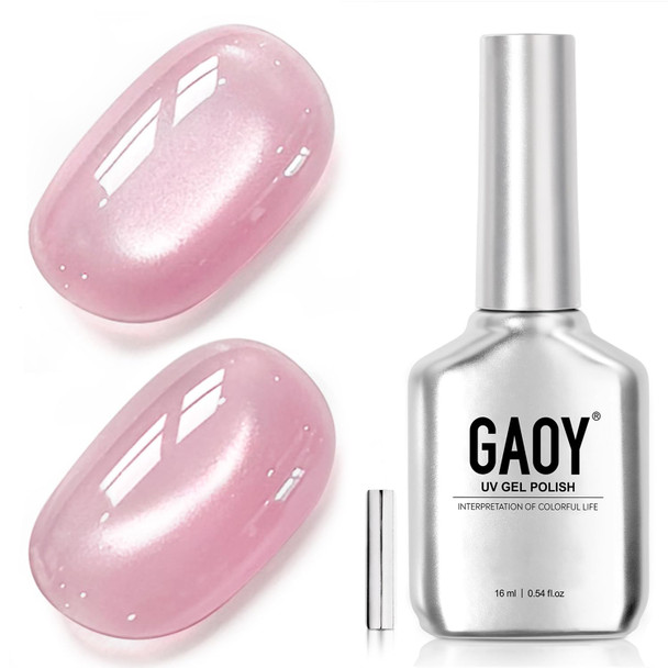 GAOY Red Cat Eye Gel Nail Polish, 16ml Glitter Holographic Nail Polish with Magnet, Reflective Translucent UV Gel, 2907 Ruby Twilight