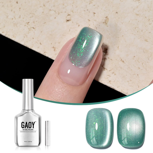 GAOY Red Cat Eye Gel Nail Polish, 16ml Glitter Holographic Nail Polish with Magnet, Reflective Translucent UV Gel, 2907 Ruby Twilight