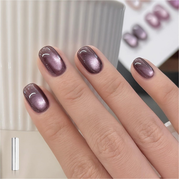 GAOY Red Cat Eye Gel Nail Polish, 16ml Glitter Holographic Nail Polish with Magnet, Reflective Translucent UV Gel, 2907 Ruby Twilight
