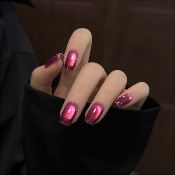 GAOY Red Cat Eye Gel Nail Polish, 16ml Glitter Holographic Nail Polish with Magnet, Reflective Translucent UV Gel, 2907 Ruby Twilight