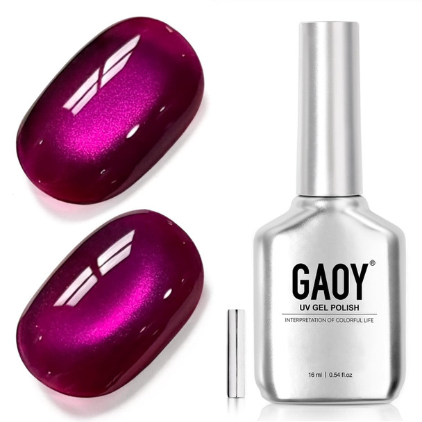 GAOY Glassy Cat Eye Gel Nail Polish, 16ml Glitter Holographic UV Gel Polish with Magnet, Reflective Translucent, 2341 Silvery Moonlight