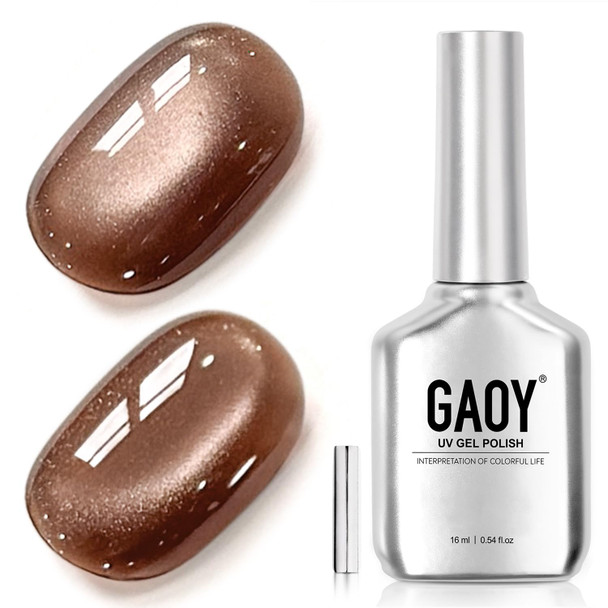 GAOY Glassy Cat Eye Gel Nail Polish, 16ml Glitter Holographic UV Gel Polish with Magnet, Reflective Translucent, 2341 Silvery Moonlight
