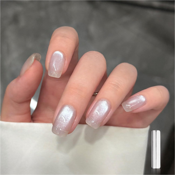 GAOY Glassy Cat Eye Gel Nail Polish, 16ml Glitter Holographic UV Gel Polish with Magnet, Reflective Translucent, 2341 Silvery Moonlight