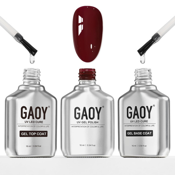 GAOY 16ml Gel Top Coat, Base Coat and 1002 White Gel Polish Set, 3 Pcs