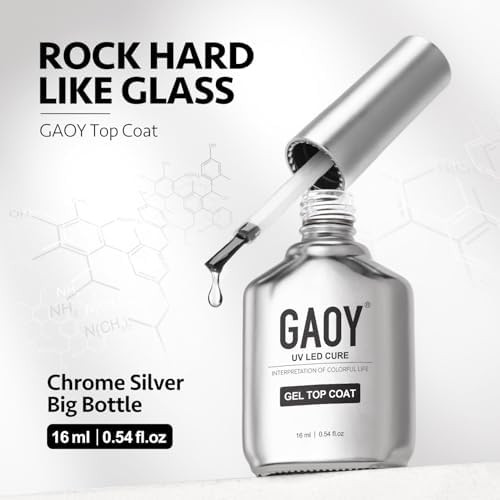 GAOY 16ml Gel Top Coat, Base Coat and 1002 White Gel Polish Set, 3 Pcs