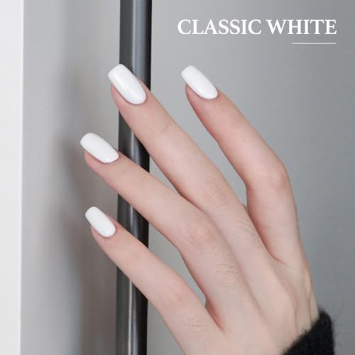 GAOY 16ml Gel Top Coat, Base Coat and 1002 White Gel Polish Set, 3 Pcs