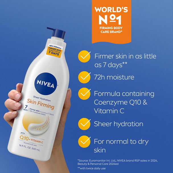 NIVEA Sheer Hydration Skin Firming Body Lotion, Q10 & Vitamin C