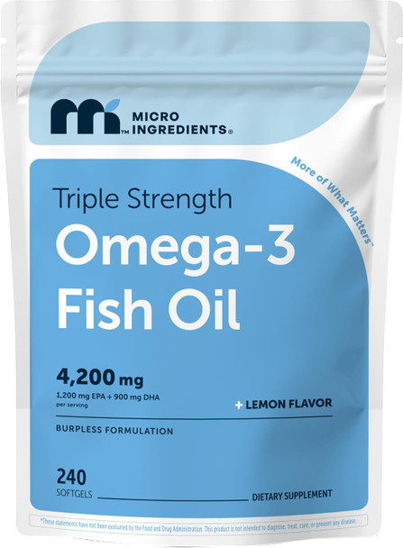 Micro Ingredients Triple Strength Omega 3 Fish Oil Supplements Softgels