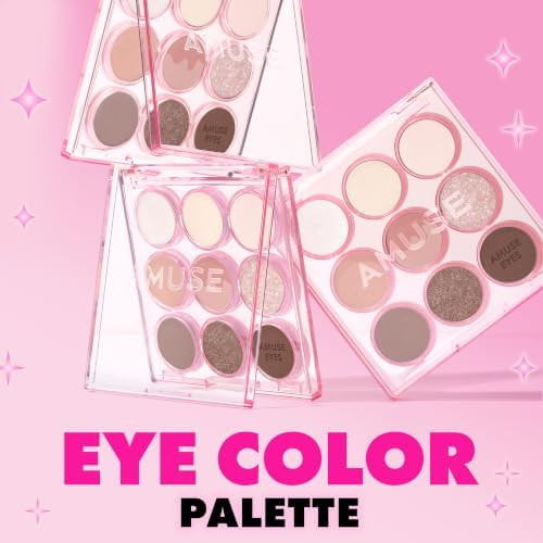 Amuse SEOUL Eye Color Palette Rose Tone 9 Color Eyeshadow Smooth Matte Shimmer Mix Blendable Buildable Shades Vegan Korean Makeup